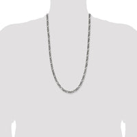 Sterling Silver Antiqued 5.5mm Figaro Chain - 28 Inches by Lumare Gioia