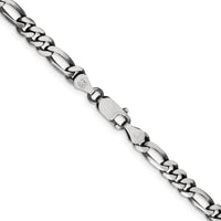 Sterling Silver Antiqued 5.5mm Figaro Chain Necklace - 24 Inches by Lumare Gioia