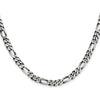 Sterling Silver Antiqued 5.5mm Figaro Chain Necklace - 26 Inches by Lumare Gioia