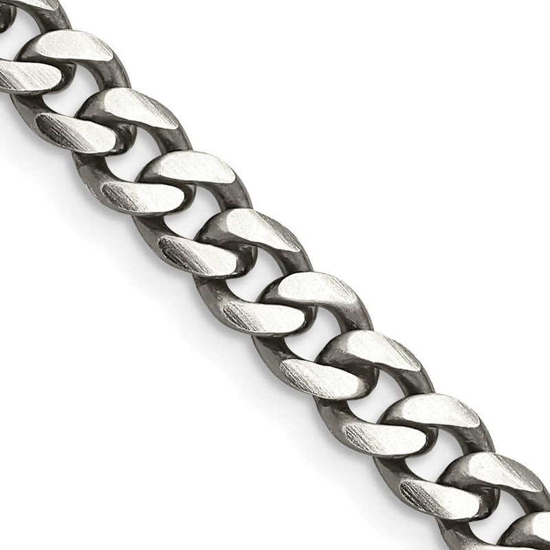 Sterling Silver Antiqued 6.0mm Curb Chain Necklace - 26 inches by Lumare Gioia