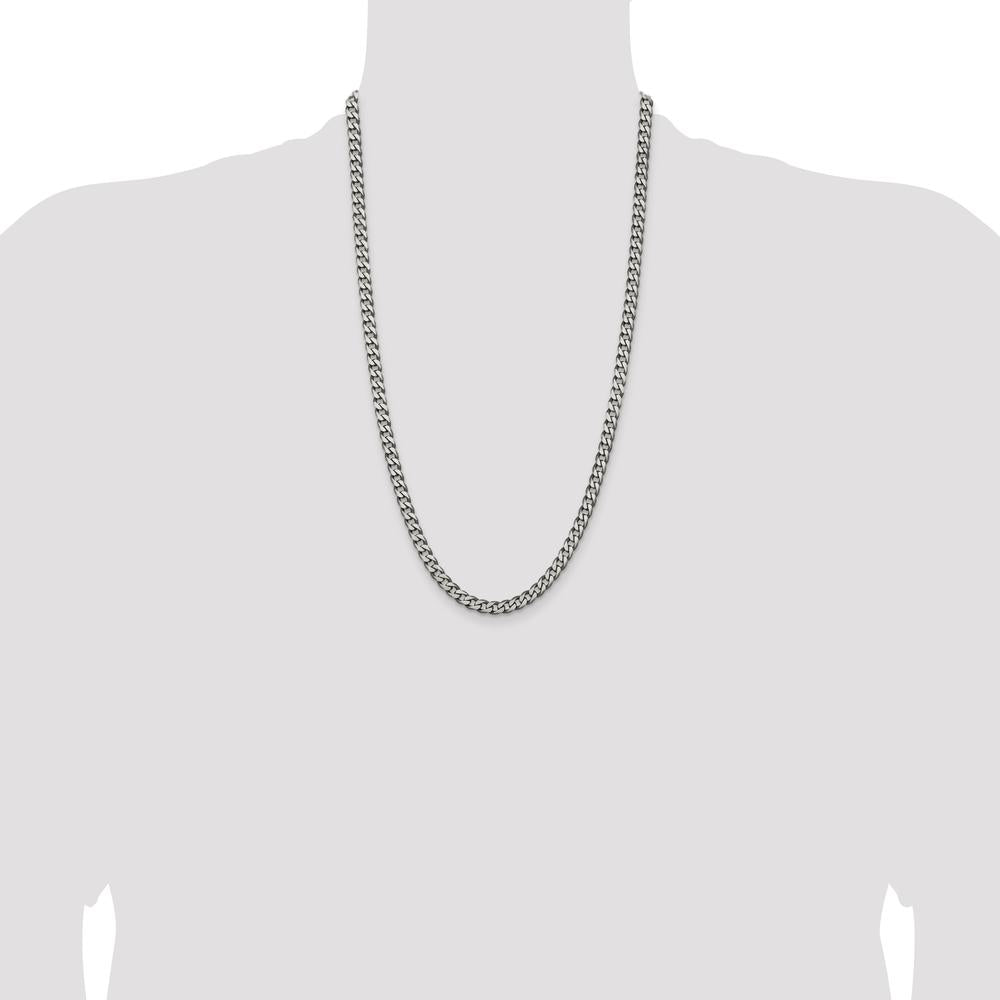 Sterling Silver Antiqued 6.0mm Curb Chain Necklace - 26 inches by Lumare Gioia