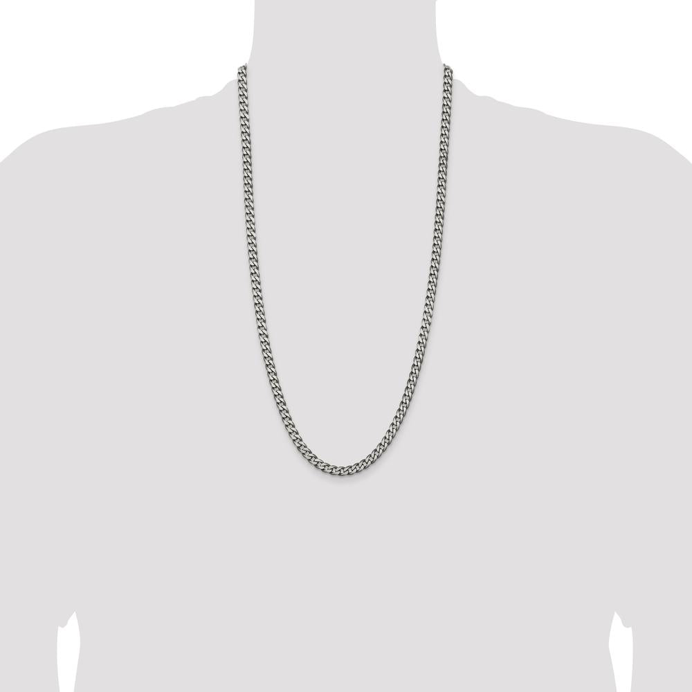 Sterling Silver Antiqued 6.0mm Curb Chain Necklace - 28 inches by Lumare Gioia