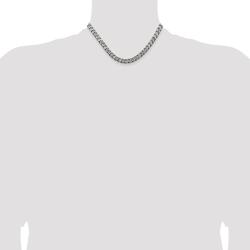 Sterling Silver Antiqued 6.5mm Curb Chain Necklace - 16 Inches by Lumare Gioia