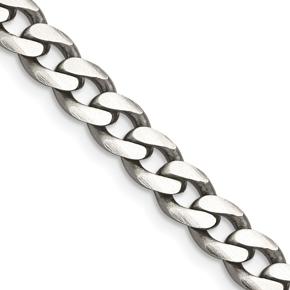 Sterling Silver Antiqued 6.5mm Curb Chain Necklace - 18 inches with Lobster Clasp by Lumare Gioia