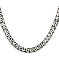 Sterling Silver Antiqued 6.5mm Curb Chain Necklace - 18 inches with Lobster Clasp by Lumare Gioia