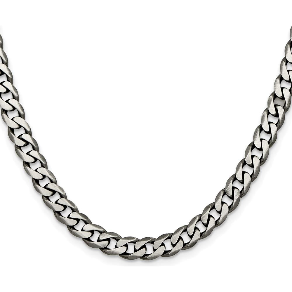 Sterling Silver Antiqued 6.5mm Curb Chain Necklace - 18 inches with Lobster Clasp by Lumare Gioia