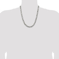 Sterling Silver Antiqued 6.5mm Figaro Chain Necklace - 22 Inches by Lumare Gioia