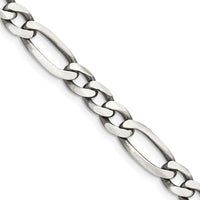 Sterling Silver Antiqued 6.5mm Figaro Chain Necklace with Lobster Clasp - 20 Inches by Lumare Gioia