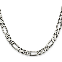 Sterling Silver Antiqued 6.5mm Figaro Chain Necklace with Lobster Clasp - 20 Inches by Lumare Gioia