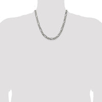 Sterling Silver Antiqued 6.5mm Figaro Chain Necklace with Lobster Clasp - 20 Inches by Lumare Gioia