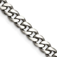 Sterling Silver Antiqued 6mm Curb Chain Necklace - 22 Inches by Lumare Gioia
