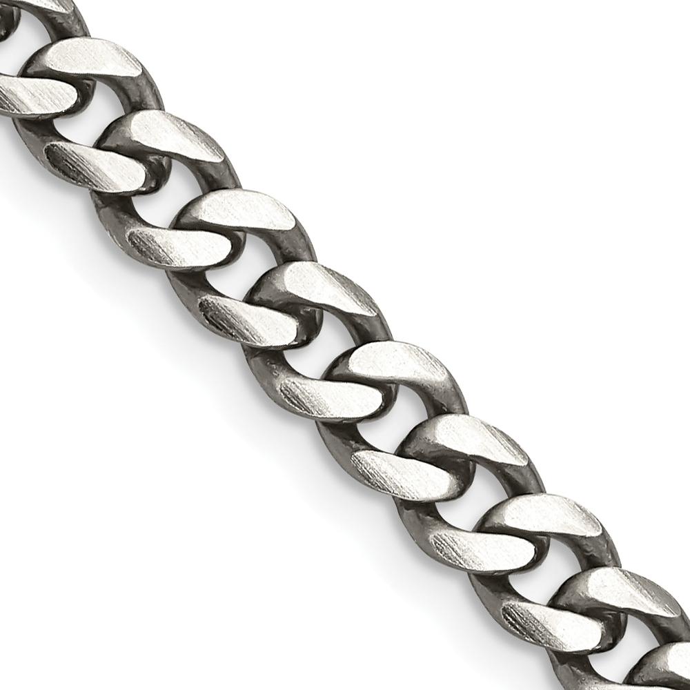 Sterling Silver Antiqued 6mm Curb Chain Necklace - 22 Inches by Lumare Gioia