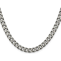 Sterling Silver Antiqued 6mm Curb Chain Necklace - 22 Inches by Lumare Gioia