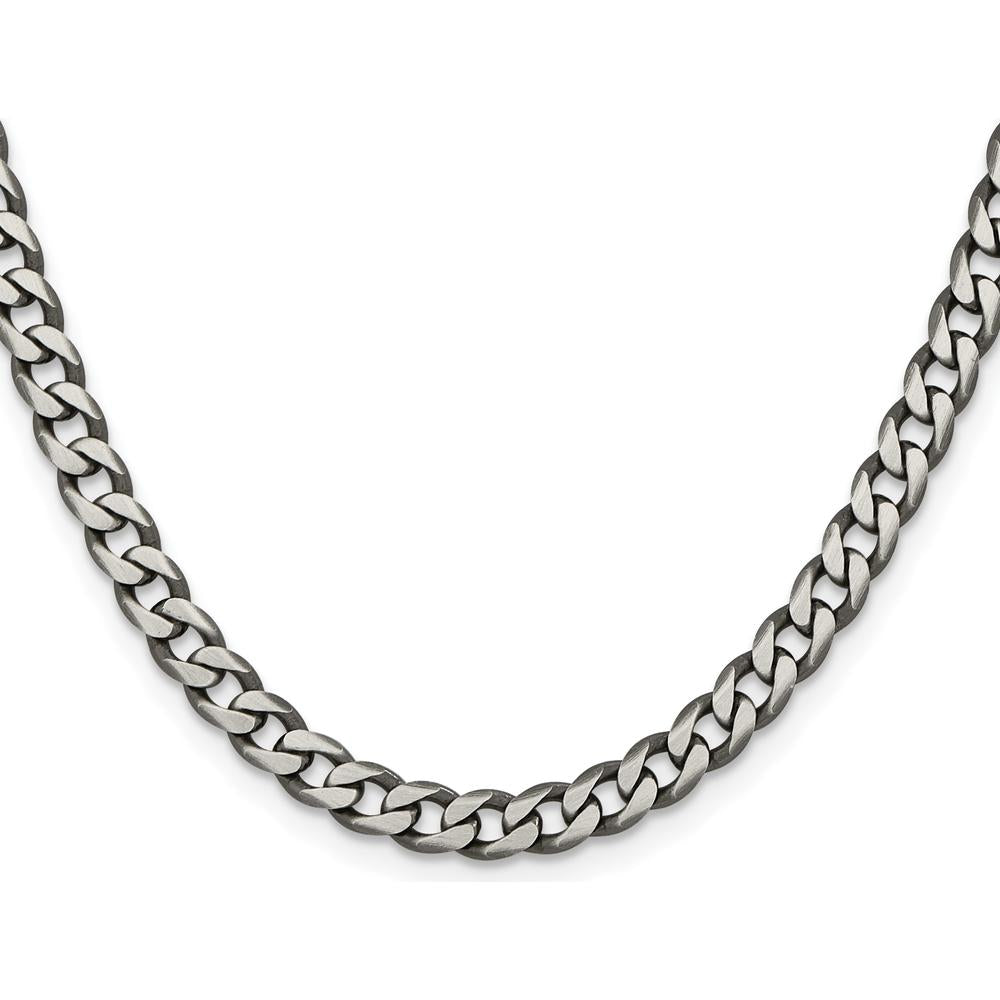 Sterling Silver Antiqued 6mm Curb Chain Necklace - 22 Inches by Lumare Gioia