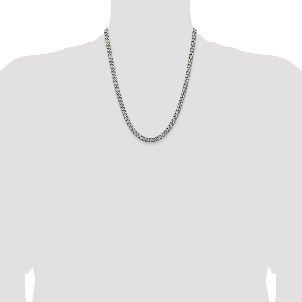 Sterling Silver Antiqued 6mm Curb Chain Necklace - 22 Inches by Lumare Gioia