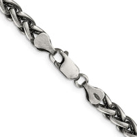Sterling Silver Antiqued 6mm Round Spiga Chain Necklace - 26 Inches by Lumare Gioia