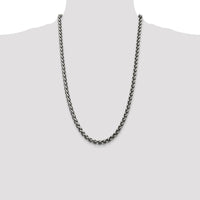 Sterling Silver Antiqued 6mm Round Spiga Chain Necklace - 26 Inches by Lumare Gioia