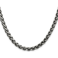 Sterling Silver Antiqued 6mm Round Spiga Chain Necklace with Lobster Clasp - 22 Inches by Lumare Gioia