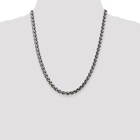 Sterling Silver Antiqued 6mm Round Spiga Chain Necklace with Lobster Clasp - 22 Inches by Lumare Gioia