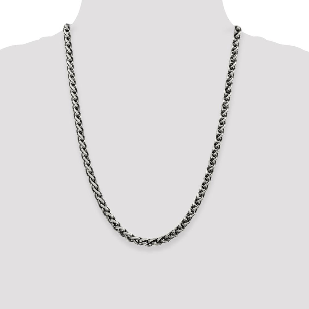 Sterling Silver Antiqued 6mm Spiga Chain Necklace - 24 Inches by Lumare Gioia