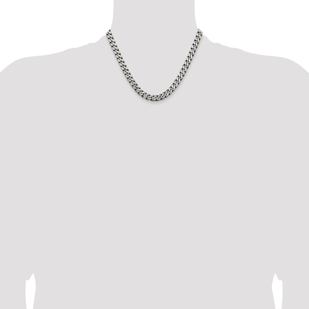 Sterling Silver Antiqued 7.5mm Curb Chain Necklace - 18 inches by Lumare Gioia