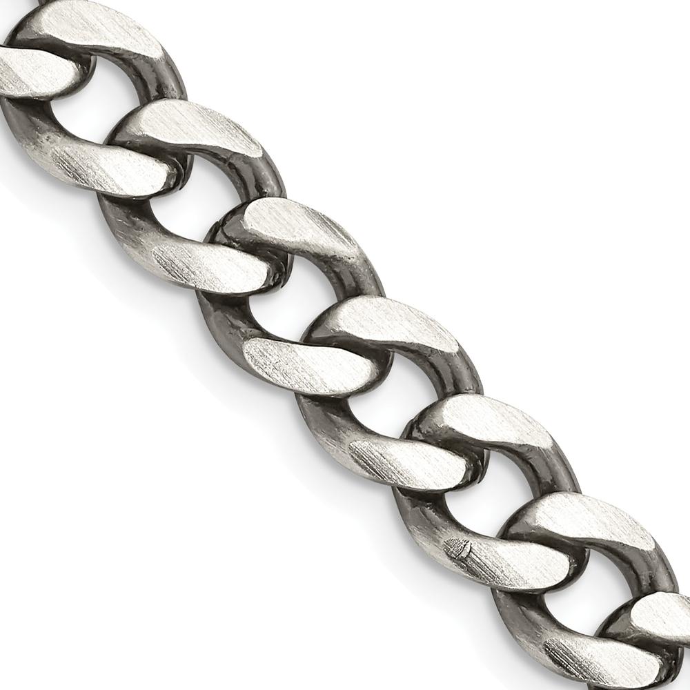 Sterling Silver Antiqued 7.5mm Curb Chain Necklace with Lobster Clasp - 24 Inches by Lumare Gioia