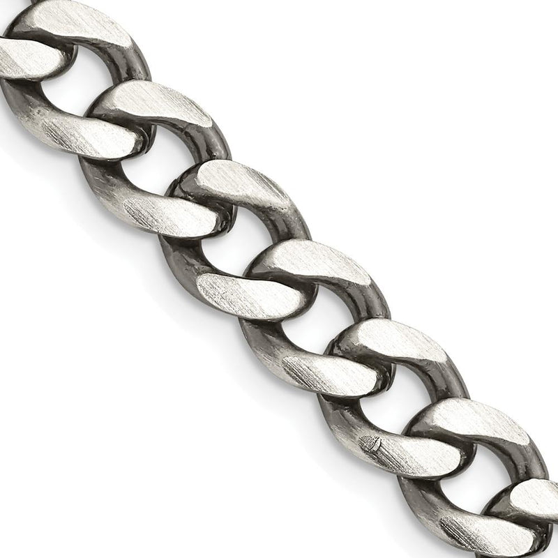 Sterling Silver Antiqued 7.5mm Curb Chain Necklace with Lobster Clasp - 24 Inches by Lumare Gioia