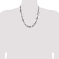 Sterling Silver Antiqued 7.5mm Figaro Chain Necklace - 22 Inches by Lumare Gioia