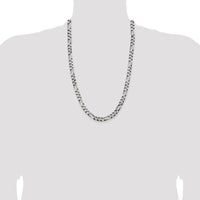 Sterling Silver Antiqued 7.5mm Figaro Chain Necklace - 26 Inches by Lumare Gioia