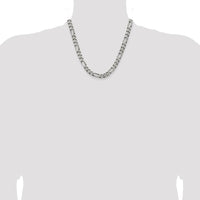 Sterling Silver Antiqued 7.75mm Figaro Chain Necklace for Men - 20 Inch by Lumare Gioia
