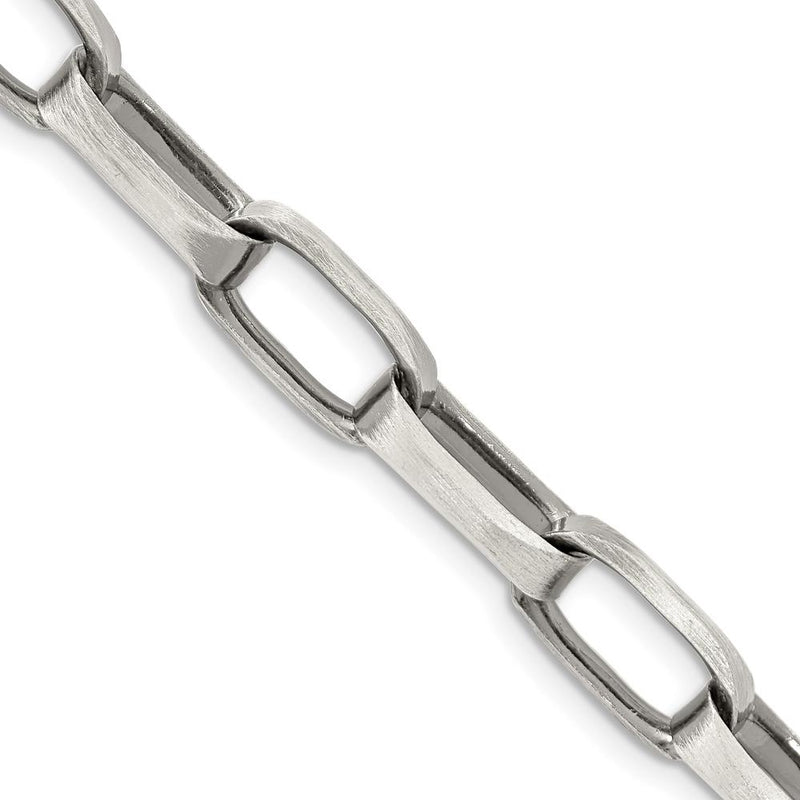 Sterling Silver Antiqued 8mm Elongated Open Link Chain Necklace - 20 Inches by Lumare Gioia