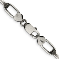 Sterling Silver Antiqued 8mm Elongated Open Link Chain Necklace - 20 Inches by Lumare Gioia