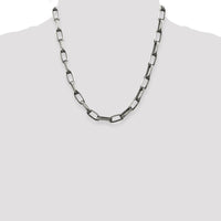 Sterling Silver Antiqued 8mm Elongated Open Link Chain Necklace - 20 Inches by Lumare Gioia