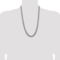 Sterling Silver Antiqued 9.3mm Curb Chain - 26" Length, Solid Men's Necklace by Lumare Gioia
