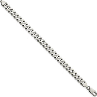 Sterling Silver Antiqued 9.3mm Curb Chain Bracelet - 8 Inches by Lumare Gioia