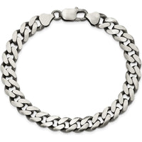 Sterling Silver Antiqued 9.3mm Curb Chain Bracelet - 8 Inches by Lumare Gioia