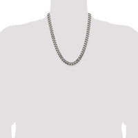 Sterling Silver Antiqued 9.3mm Curb Chain Necklace - 22 Inches by Lumare Gioia