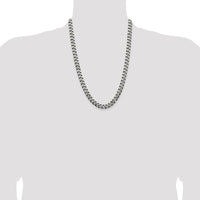 Sterling Silver Antiqued 9.3mm Curb Chain Necklace - 24 Inch Length by Lumare Gioia