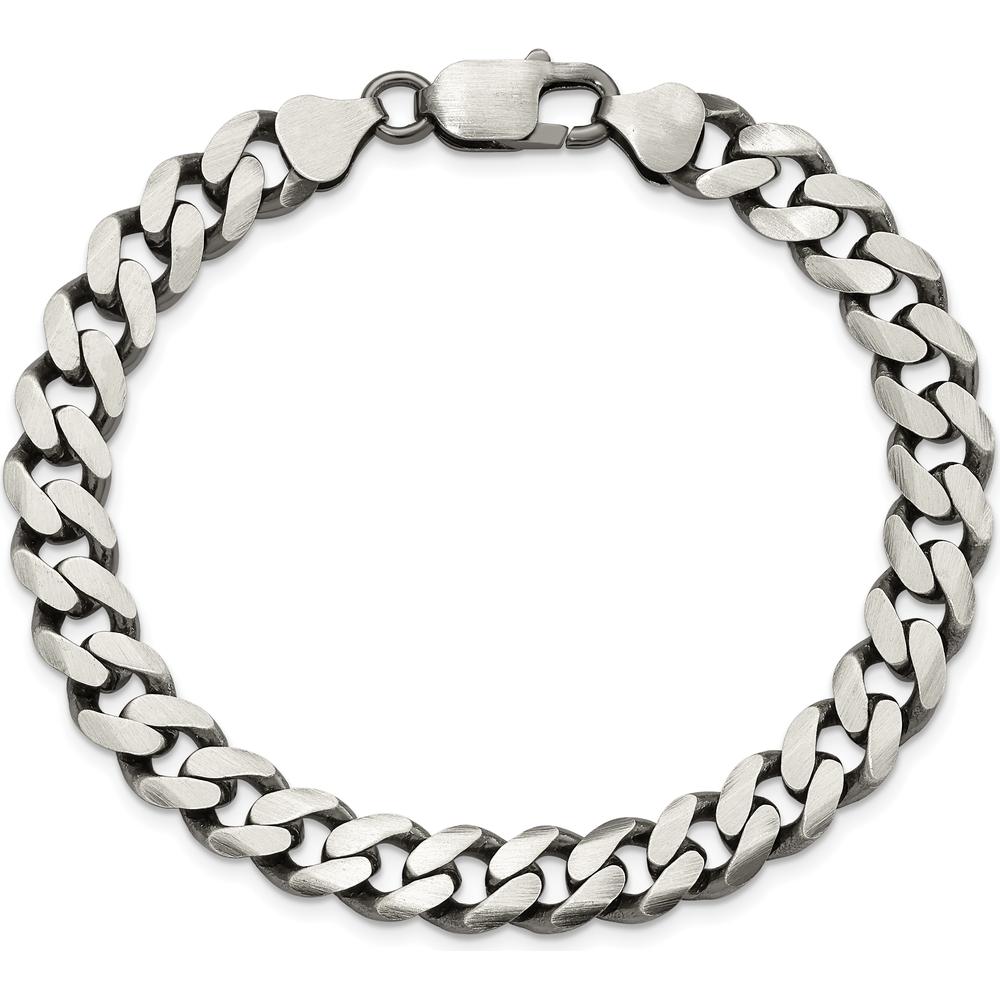 Sterling Silver Antiqued 9.3mm Curb Chain with Lobster Clasp - 9" Length by Lumare Gioia