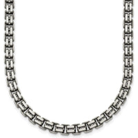 Sterling Silver Antiqued Brushed 5.00mm Box Link 19.75" Necklace with Lobster Clasp by Lumare Gioia
