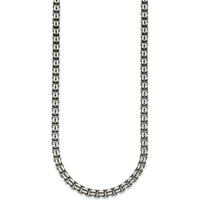 Sterling Silver Antiqued Brushed 5.00mm Box Link 19.75" Necklace with Lobster Clasp by Lumare Gioia