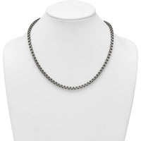 Sterling Silver Antiqued Brushed 5.00mm Box Link 19.75" Necklace with Lobster Clasp by Lumare Gioia