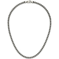 Sterling Silver Antiqued Brushed 5.00mm Box Link 19.75" Necklace with Lobster Clasp by Lumare Gioia