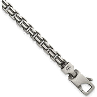Sterling Silver Antiqued Brushed 5.00mm Fancy Box Link Bracelet - 7.75" Length by Lumare Gioia