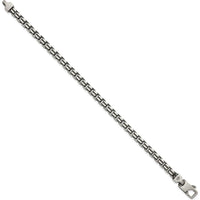 Sterling Silver Antiqued Brushed 5.00mm Fancy Box Link Bracelet - 7.75" Length by Lumare Gioia