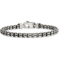 Sterling Silver Antiqued Brushed 5.00mm Fancy Box Link Bracelet - 7.75" Length by Lumare Gioia