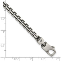 Sterling Silver Antiqued Brushed 5.00mm Fancy Box Link Bracelet - 7.75" Length by Lumare Gioia