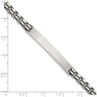 Sterling Silver Antiqued Brushed Fancy Box Link ID Bracelet with Rectangle Plate - 8" Length by Lumare Gioia