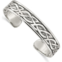 Sterling Silver Antiqued Celtic Cuff Bracelet - 12.5mm Width by Lumare Gioia