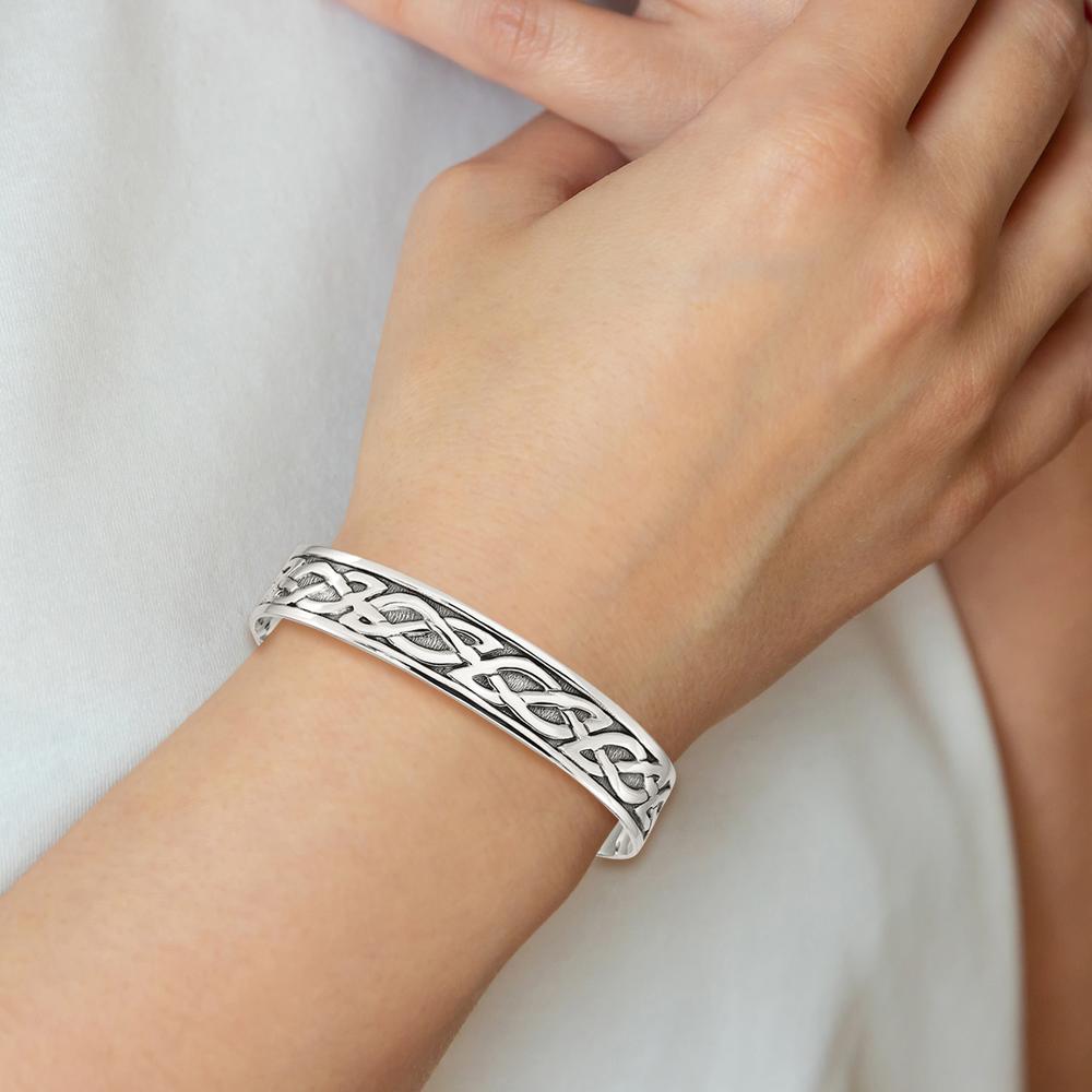Sterling Silver Antiqued Celtic Cuff Bracelet - 12.5mm Width by Lumare Gioia